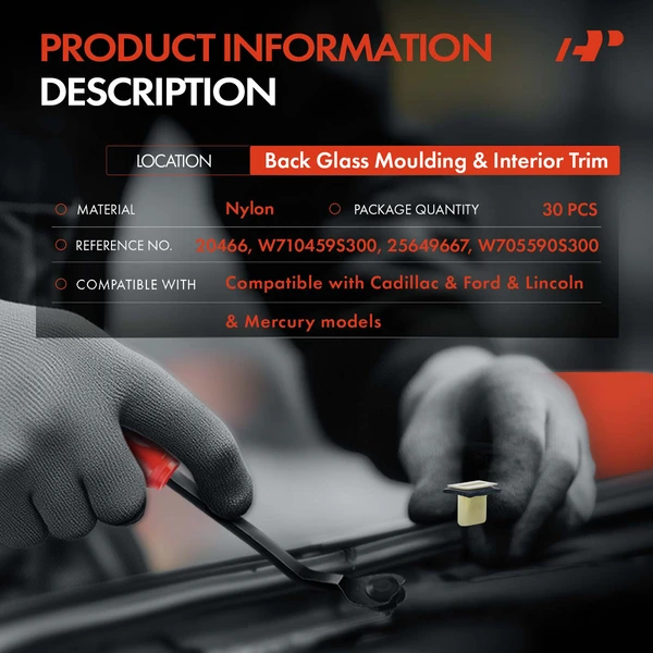 2003-2019 Cadillac CTS 30 Pcs Nylon Natural Back Glass Molding & Interior Trim Retainer Clip A-Premium APRCF269