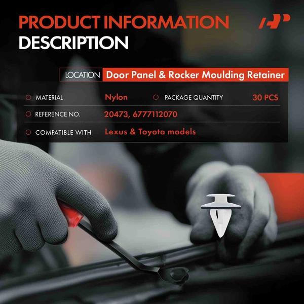 30 Pcs Nylon White Door Panel & Rocker Molding Retainer A-Premium APRCF278