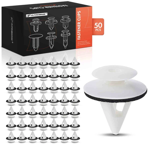 50 Pcs Nylon White Door Panel & Rocker Molding Retainer A-Premium APRCF279