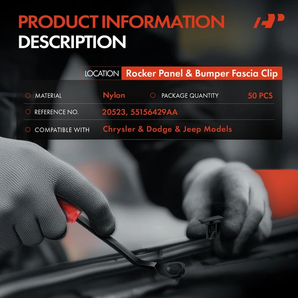 50 Pcs Nylon Black Rocker Panel & Bumper Fascia Clip A-Premium APRCF285