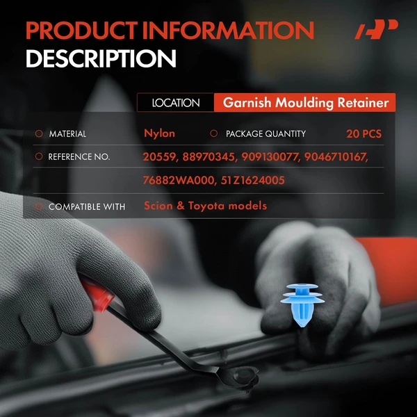 20 Pcs Nylon Blue Garnish Molding Retainer A-Premium APRCF307