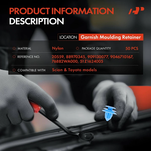 50 Pcs Nylon Blue Garnish Molding Retainer A-Premium APRCF309