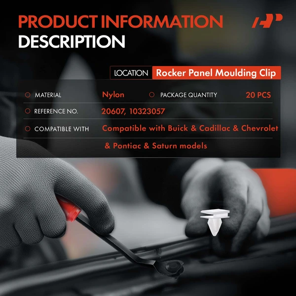 20 Pcs Nylon White Rocker Panel Molding Clip A-Premium APRCF349