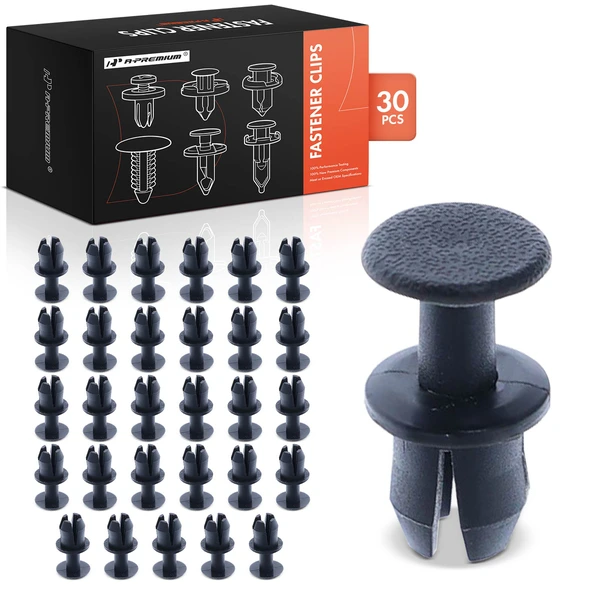 30 Pcs 8.5mm Nylon Gray Push Type Retainer Clip A-Premium APRCF392