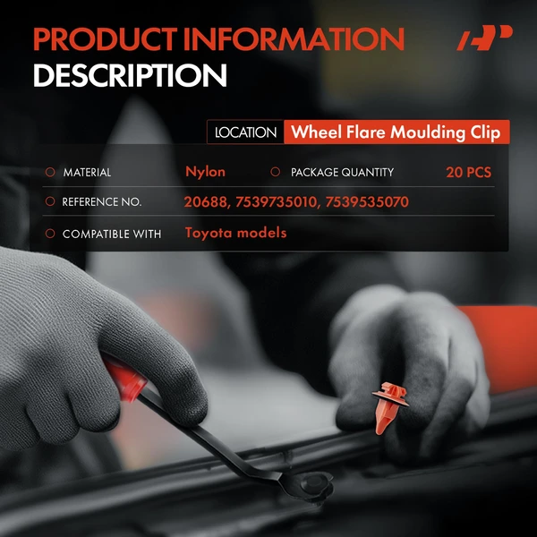 20 Pcs Nylon Orange Wheel Flare Molding Clip A-Premium APRCF415