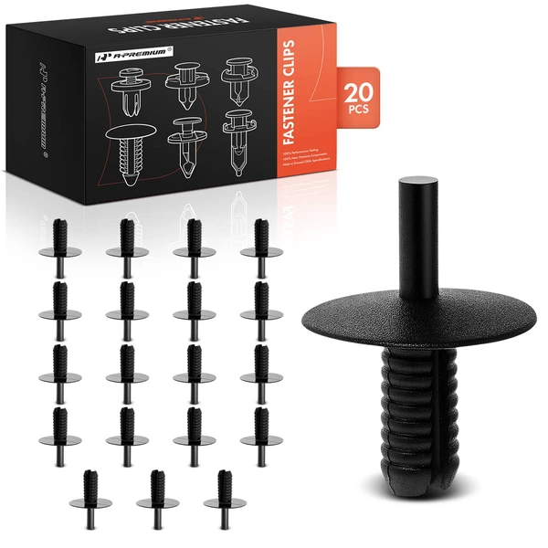 20 Pcs 6.3mm Nylon Black Bumper Cover Interior Trim Clip A-Premium APRCF424