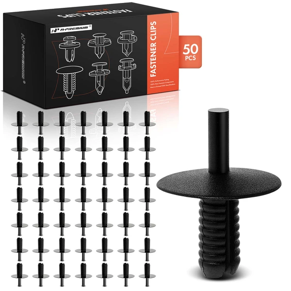 50 Pcs 6.3mm Nylon Black Bumper Cover Interior Trim Clip A-Premium APRCF426