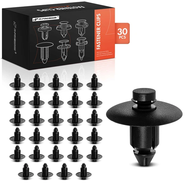 30 Pcs 9mm Nylon Black Door Trim Panel Retainer A-Premium APRCF428