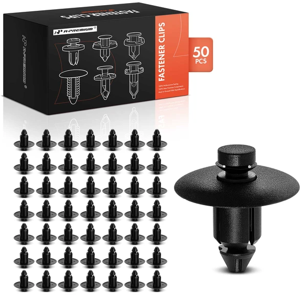 50 Pcs 9mm Nylon Black Door Trim Panel Retainer A-Premium APRCF429