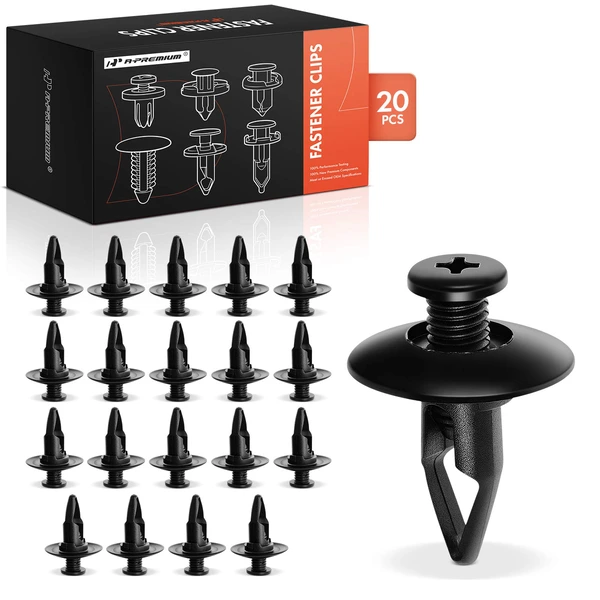 20 Pcs 8mm Nylon Black Front & Rear Bumper Retainer A-Premium APRCF433