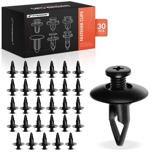 1991-1994 Nissan Sentra 30 Pcs 8mm Nylon Black Front & Rear Bumper Retainer A-Premium APRCF434