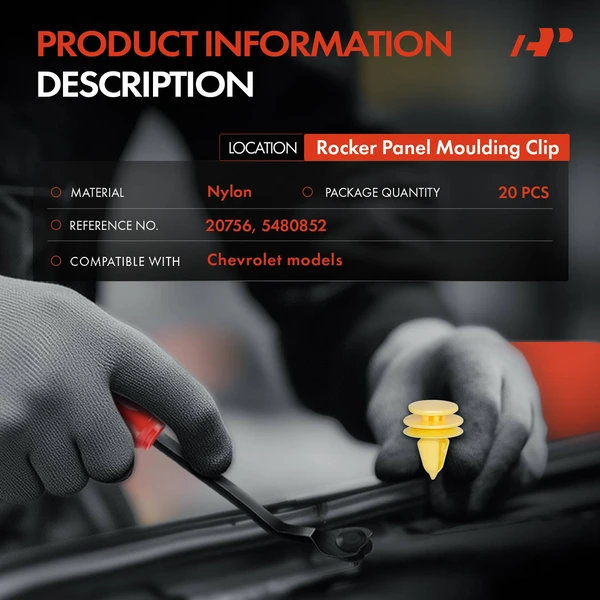 20 Pcs Nylon Yellow Rocker Panel Molding Clip A-Premium APRCF439