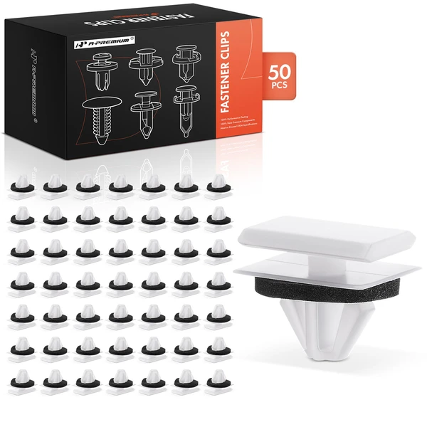 50 Pcs 9mm Nylon White Door Trim Retainer Clip A-Premium APRCF468