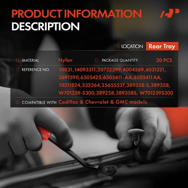 20 Pcs Nylon Black Fender & Bumper Shield Retainer A-Premium APRCF478