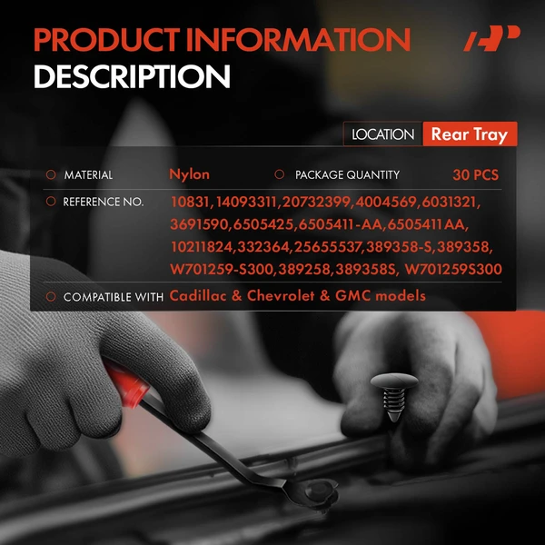 30 Pcs Nylon Black Fender & Bumper Shield Retainer A-Premium APRCF479