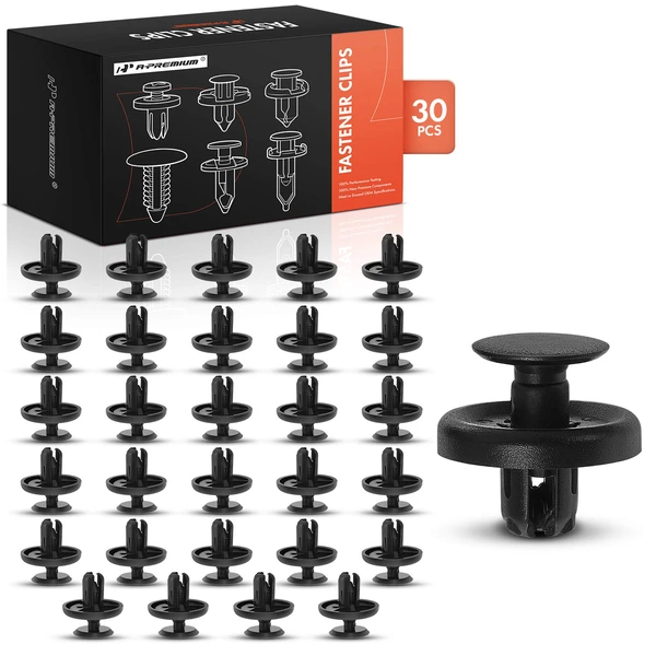 30 Pcs 7mm Nylon Black Front Fender Liner Retainer A-Premium APRCF497