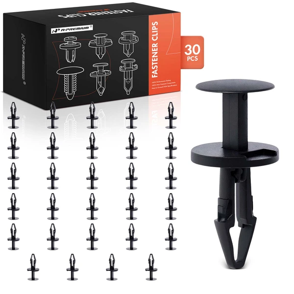 30 Pcs 6.5mm Nylon Black Air Inlet Grille & Bumper Fascia & Front Brake Caliper Cooling Duct Retainer Clip A-Premium APRCF509