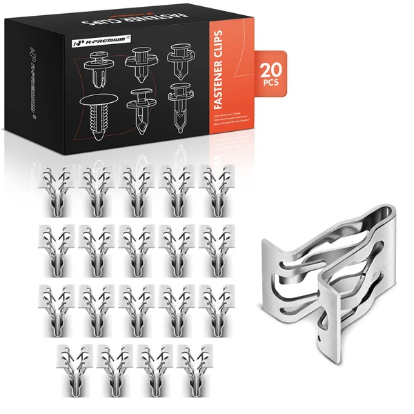 20 Pcs Metal Silver Garnish & Interior Trim & Bezel & Scuff Plate Fastener A-Premium APRCF514