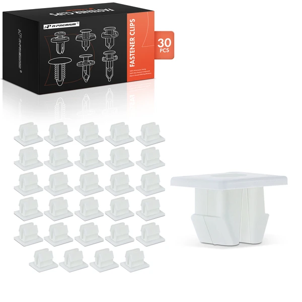 30 Pcs Nylon White Front Bumper Nut A-Premium APRCF533