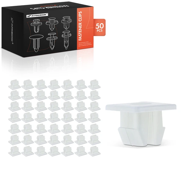 50 Pcs Nylon White Front Bumper Nut A-Premium APRCF534