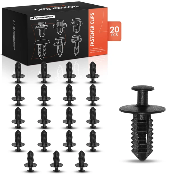 20 Pcs 7mm Plastic Black Fender Liner Rivet Retainer Clip A-Premium APRCF541