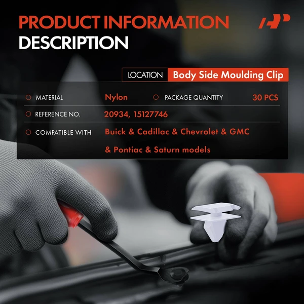 30 Pcs 9mm Nylon White Body Side Molding Clip A-Premium APRCF563