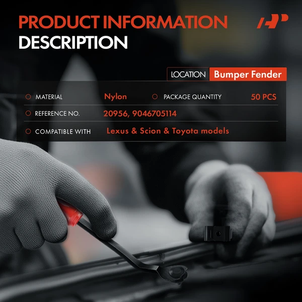 2012-2014 Scion iQ 50 Pcs Nylon Black Bumper Fender Retainer Clip A-Premium APRCF582