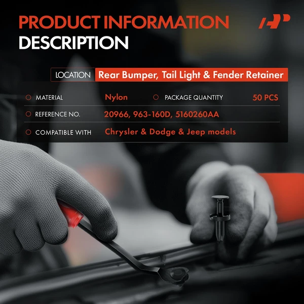 50 Pcs 8mm Nylon Black Rear Bumper & Tail Light & Fender Retainer A-Premium APRCF591