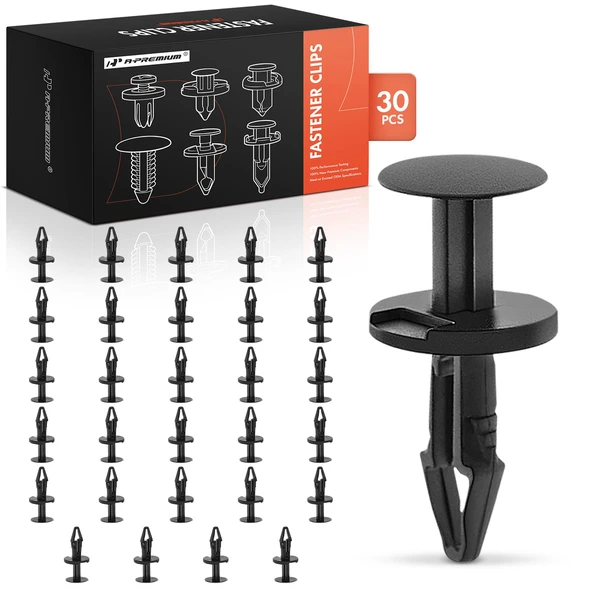 2011-2016 Chevrolet Silverado 2500 HD 30 Pcs 6.5mm Nylon Black Air Dam & Grille Retainer A-Premium APRCF608