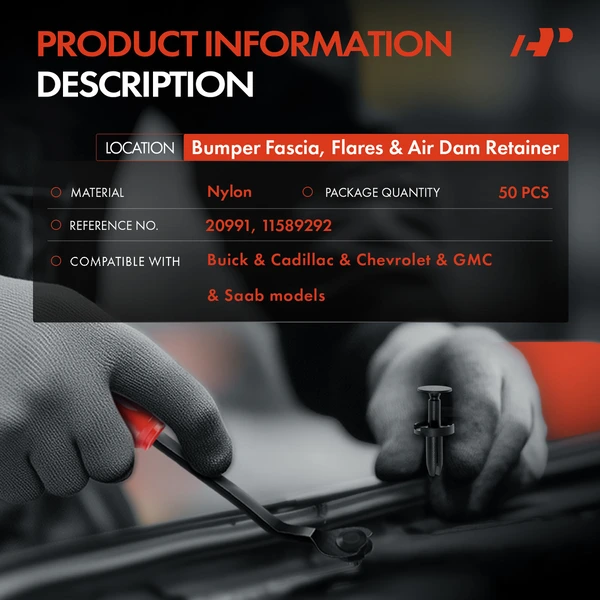 50 Pcs 8.5mm Nylon Black Bumper Fascia & Flares & Air Dam Retainer A-Premium APRCF616