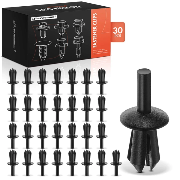 30 Pcs 6mm Nylon Black Radiator Housing Retainer A-Premium APRCF058