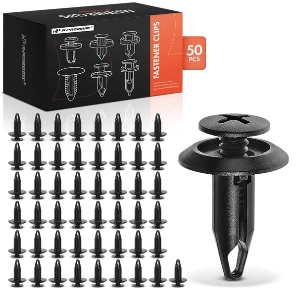 2018-2021 Ford EcoSport 50 Pcs 6mm Nylon Black Push Type Retainer Clip A-Premium APRCF068