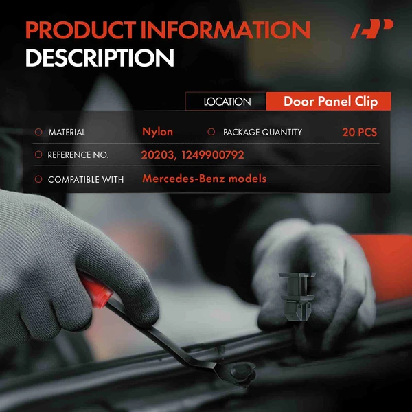 20 Pcs 7 x 8mm Nylon Black Door Panel Retainer Clip A-Premium APRCF078