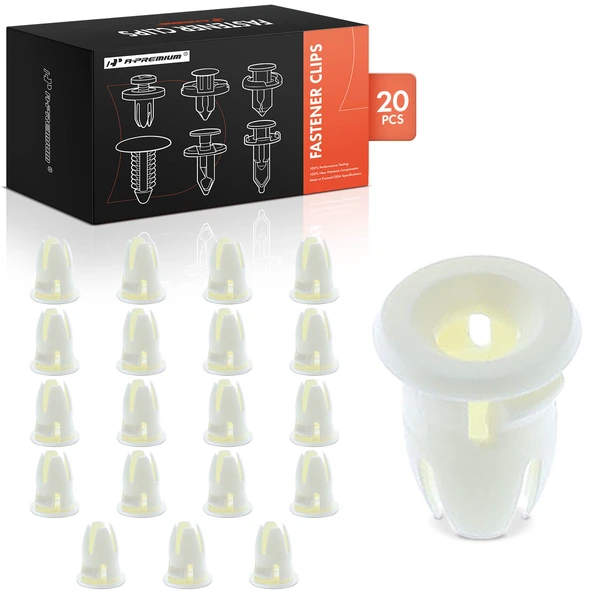 20 Pcs 9mm Nylon White Molding Clip Insert Grommet A-Premium APRCF081