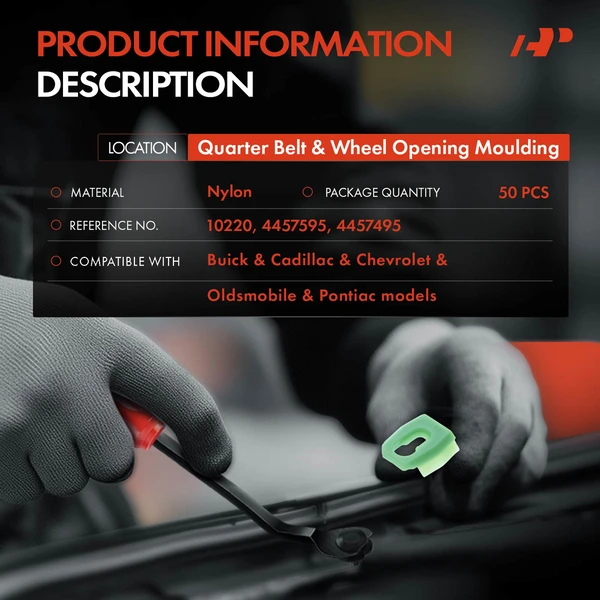 50 Pcs Nylon Green Quarter Belt & Wheel Opening Molding A-Premium APRCF086