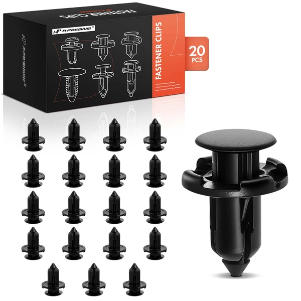 20 Pcs 9mm Nylon Black Fender & Bumper Retainer A-Premium APRCF099