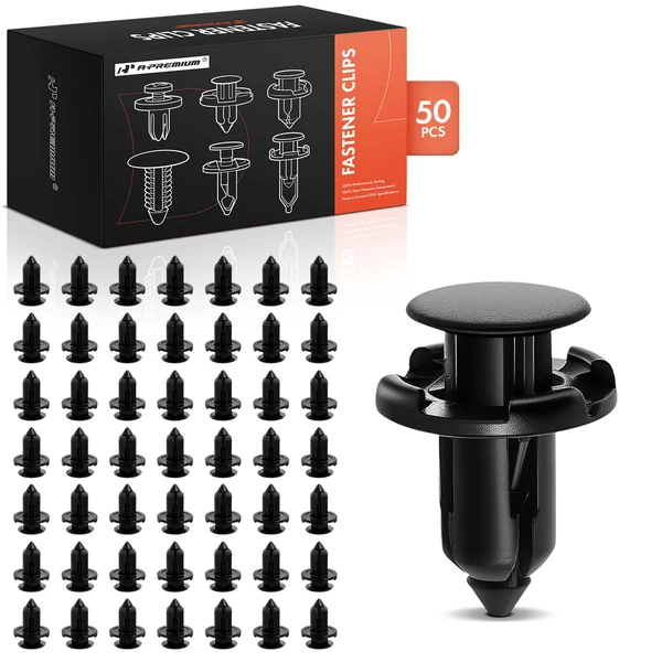 50 Pcs 9mm Nylon Black Fender & Bumper Retainer A-Premium APRCF101