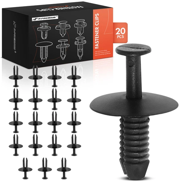 20 Pcs 6.3mm Nylon Black Bumper Trim Retainer A-Premium APRCF102