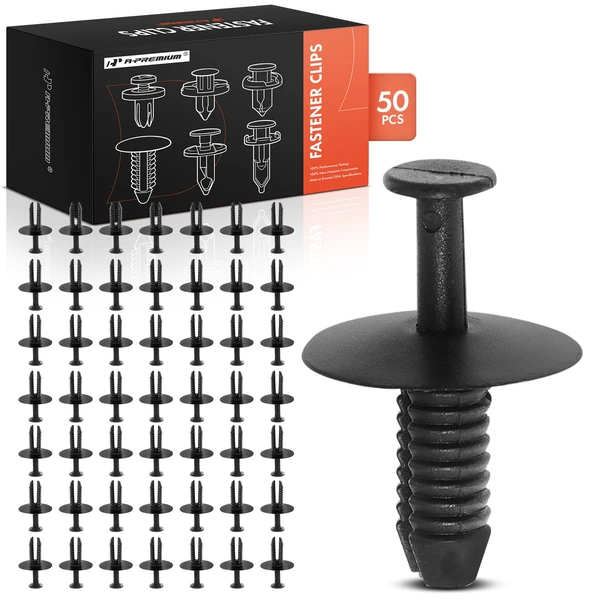 50 Pcs 6.3mm Nylon Black Bumper Trim Retainer A-Premium APRCF104