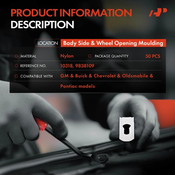 50 Pcs Nylon White Body Side & Wheel Opening Retainer Clips A-Premium APRCF150
