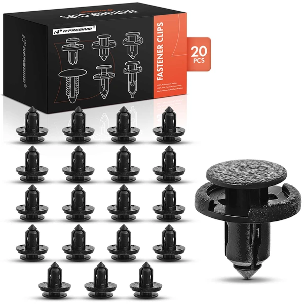 2000-2011 Nissan Xterra 20 Pcs 8mm Nylon Black Engine Under Cover & Bumper & Wheel Apron & Hood Trim Retainer A-Premium APRCF184