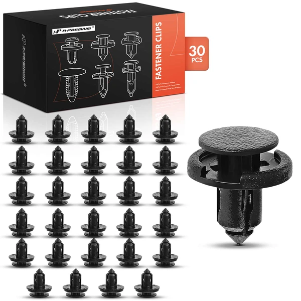 2020-2022 Tesla Y 30 Pcs 8mm Nylon Black Engine Under Cover & Bumper & Wheel Apron & Hood Trim Retainer A-Premium APRCF185