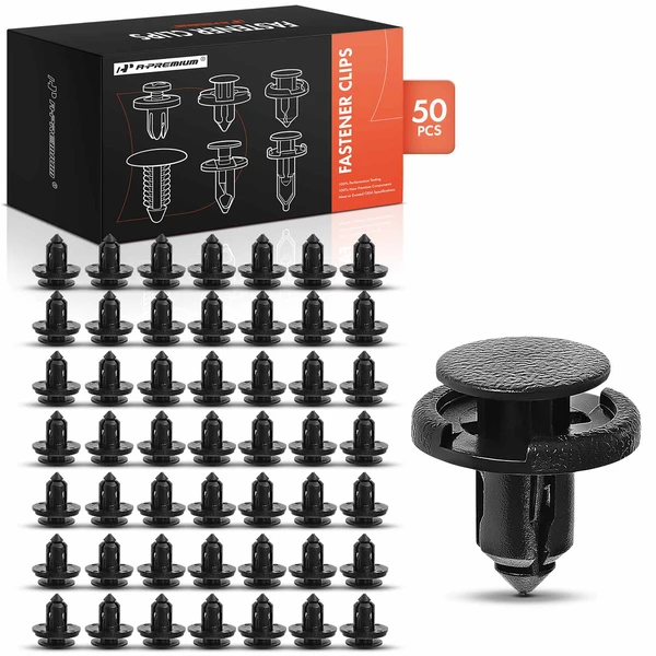 2000-2011 Nissan Xterra 50 Pcs 8mm Nylon Black Engine Under Cover & Bumper & Wheel Apron & Hood Trim Retainer A-Premium APRCF186