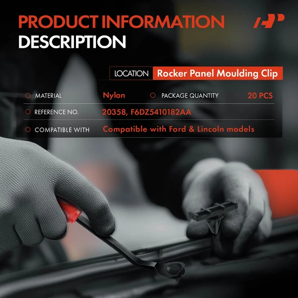 20 Pcs 9mm Nylon Black Rocker Panel Molding Clip A-Premium APRCF199