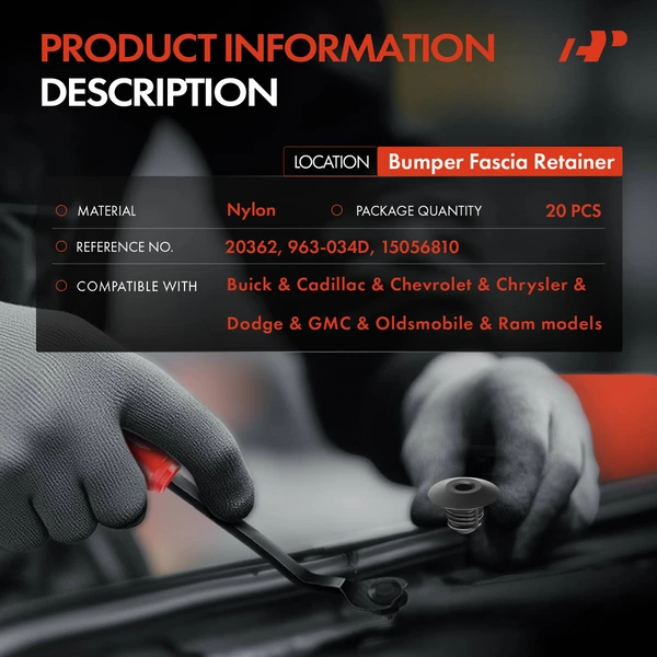 2005-2010 Dodge Ram 2500 20 Pcs Nylon Black Bumper Fascia Retainer Clip A-Premium APRCF208