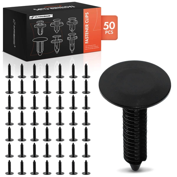 50 Pcs Nylon Black Fender Liner & Mud Flap Retainer A-Premium APRCF216