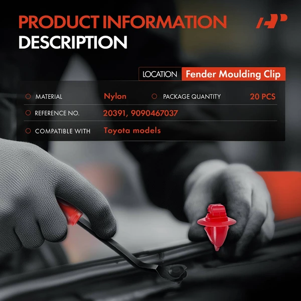 20 Pcs Nylon Red Fender Molding Clip A-Premium APRCF235