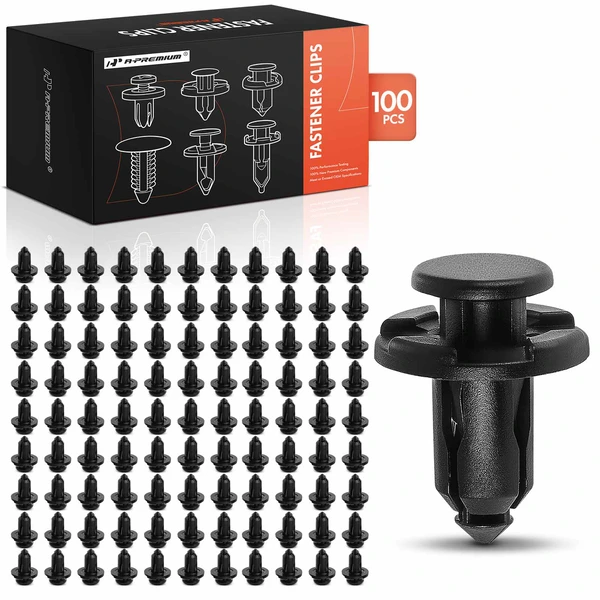 100 Pcs 10mm Nylon Black Bumper & Engine Cover & Fender & Grille Retainer A-Premium APRCF1026