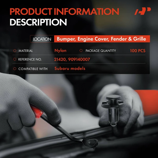 100 Pcs 10mm Nylon Black Bumper & Engine Cover & Fender & Grille Retainer A-Premium APRCF1026