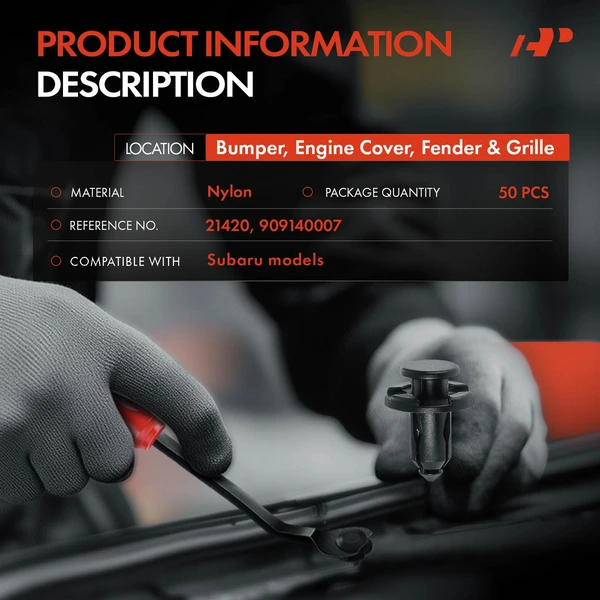 50 Pcs 10mm Nylon Black Bumper & Engine Cover & Fender & Grille Retainer A-Premium APRCF1029